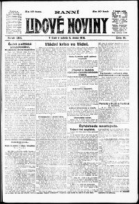 Lidov noviny z 9.2.1918, edice 1, strana 1