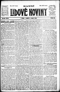 Lidov noviny z 9.2.1919, edice 1, strana 1