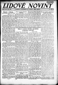 Lidov noviny z 9.2.1920, edice 1, strana 1