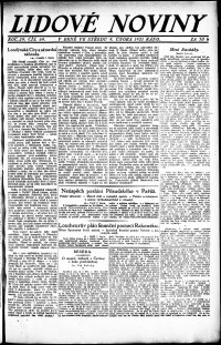 Lidov noviny z 9.2.1921, edice 1, strana 1