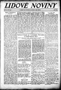 Lidov noviny z 9.2.1922, edice 1, strana 1