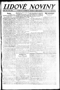 Lidov noviny z 9.3.1920, edice 1, strana 1