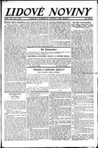 Lidov noviny z 9.4.1920, edice 1, strana 1