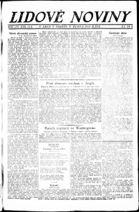 Lidov noviny z 9.4.1921, edice 1, strana 1