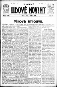 Lidov noviny z 9.5.1919, edice 1, strana 1