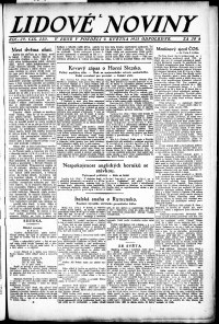 Lidov noviny z 9.5.1921, edice 2, strana 1
