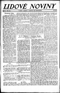 Lidov noviny z 9.6.1923, edice 2, strana 1
