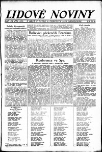 Lidov noviny z 9.7.1920, edice 2, strana 1