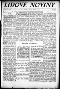 Lidov noviny z 9.7.1922, edice 1, strana 1