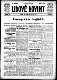 Lidov noviny z 9.9.1914, edice 1, strana 1