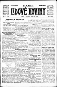 Lidov noviny z 9.11.1918, edice 1, strana 1