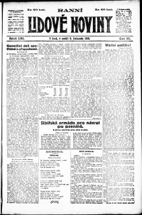 Lidov noviny z 9.11.1919, edice 1, strana 1