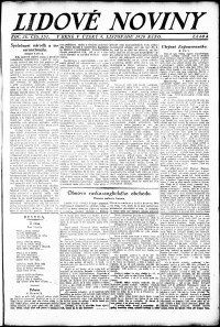 Lidov noviny z 9.11.1920, edice 1, strana 1