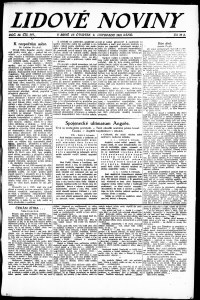 Lidov noviny z 9.11.1922, edice 1, strana 1