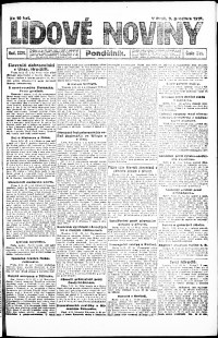 Lidov noviny z 9.12.1918, edice 1, strana 1