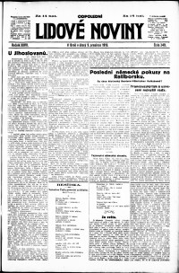 Lidov noviny z 9.12.1919, edice 2, strana 1