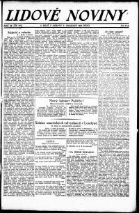 Lidov noviny z 9.12.1922, edice 1, strana 1