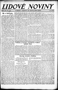 Lidov noviny z 10.1.1920, edice 1, strana 1