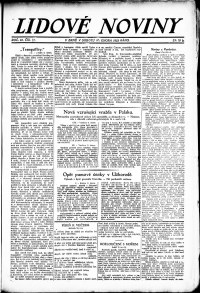 Lidov noviny z 10.2.1923, edice 1, strana 1