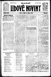 Lidov noviny z 10.3.1918, edice 1, strana 1