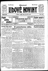 Lidov noviny z 10.6.1917, edice 1, strana 1