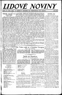 Lidov noviny z 10.7.1921, edice 1, strana 1