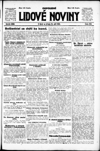 Lidov noviny z 10.9.1919, edice 2, strana 1