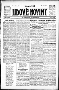 Lidov noviny z 10.11.1918, edice 1, strana 1