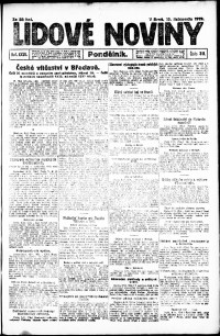 Lidov noviny z 10.11.1919, edice 1, strana 1