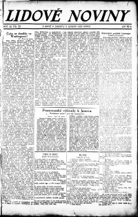 Lidov noviny z 11.2.1922, edice 1, strana 1