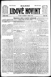 Lidov noviny z 11.4.1918, edice 1, strana 1