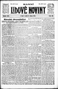 Lidov noviny z 11.4.1919, edice 1, strana 1