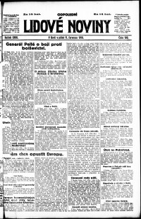 Lidov noviny z 11.7.1919, edice 2, strana 1