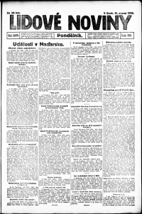 Lidov noviny z 11.8.1919, edice 1, strana 1