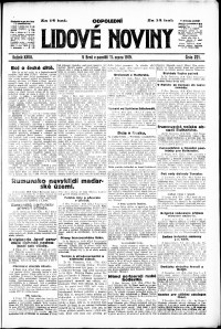 Lidov noviny z 11.8.1919, edice 2, strana 1