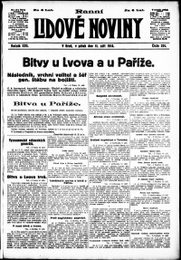 Lidov noviny z 11.9.1914, edice 1, strana 1