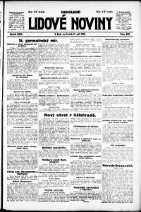 Lidov noviny z 11.9.1919, edice 2, strana 1