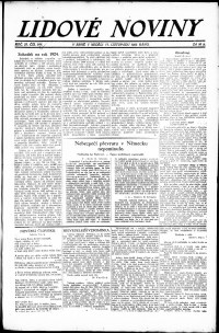 Lidov noviny z 11.11.1923, edice 1, strana 1