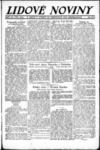 Lidov noviny z 12.7.1921, edice 1, strana 1