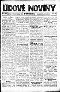 Lidov noviny z 13.1.1919, edice 1, strana 1