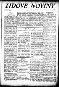 Lidov noviny z 13.1.1922, edice 1, strana 1