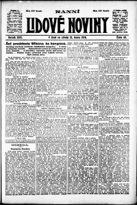 Lidov noviny z 13.2.1918, edice 1, strana 1