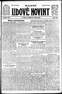 Lidov noviny z 13.6.1918, edice 1, strana 1