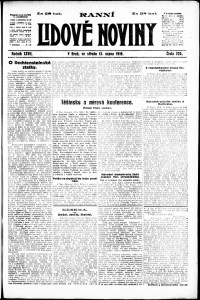 Lidov noviny z 13.8.1919, edice 1, strana 1