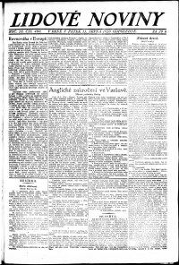 Lidov noviny z 13.8.1920, edice 2, strana 1