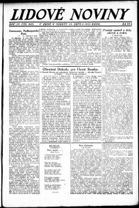 Lidov noviny z 13.8.1921, edice 1, strana 1