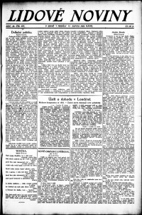Lidov noviny z 13.8.1922, edice 1, strana 1