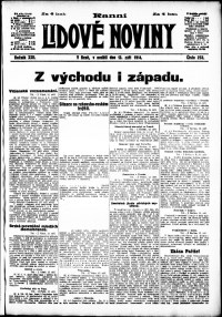 Lidov noviny z 13.9.1914, edice 1, strana 1