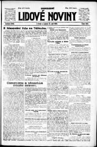 Lidov noviny z 13.9.1919, edice 1, strana 1