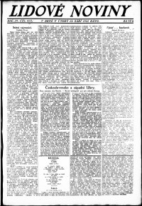 Lidov noviny z 13.9.1921, edice 1, strana 1